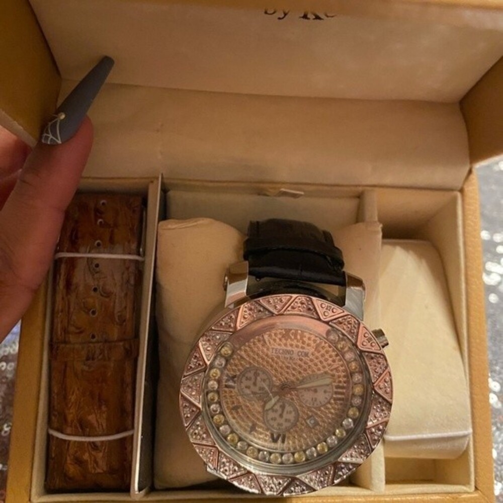 Techno Com By Kc Diamond Watch With Extra Band Nwt - image 3